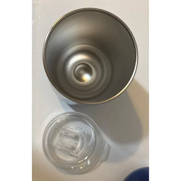 NIB Stainless Insulated Wine Tumblers Blue Teal Abstract Lids Members Mark 4 PK - Picture 4 of 6